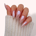glazed pink nude chrome nails NZ