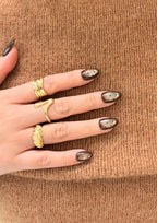 Espresso Dots - Brown Cat Eye Press On Nails