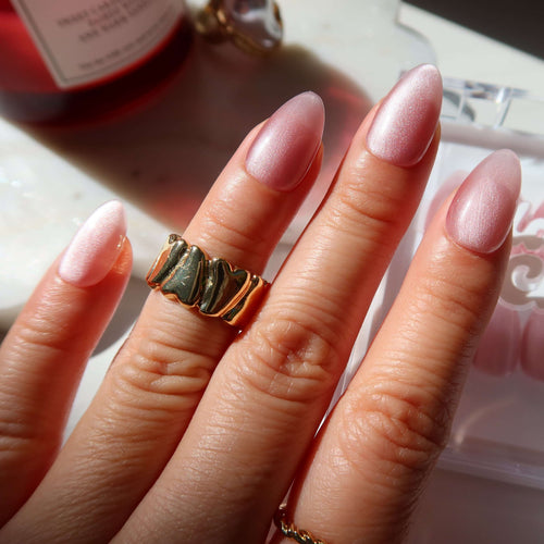 pink cat eye handmde press on nz