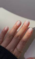 Pink white ombré short squoval nails 