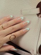 Glazed White French handmade press on nails NZ — crisp white French tip, almond shape