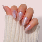 cat eye shimmering soft acrylic short almond nails nz