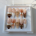 Golden Bangle almond press on nails NZ — premier gel with chip-resistant top coat, handmade salon finish