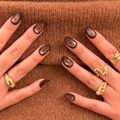Espresso Dots - Brown Cat Eye Press On Nails