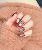 Espresso Dots - Brown Cat Eye Press On Nails