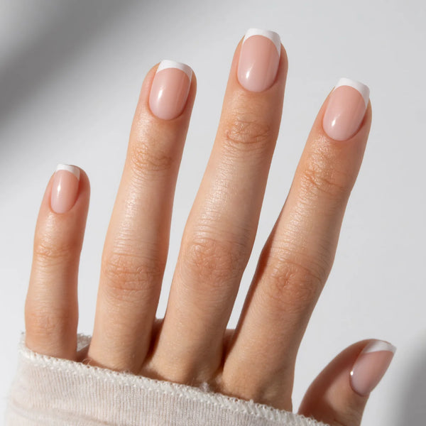 Nude French Tip Short Square Soft Gel NZ | Clarity Club Nails