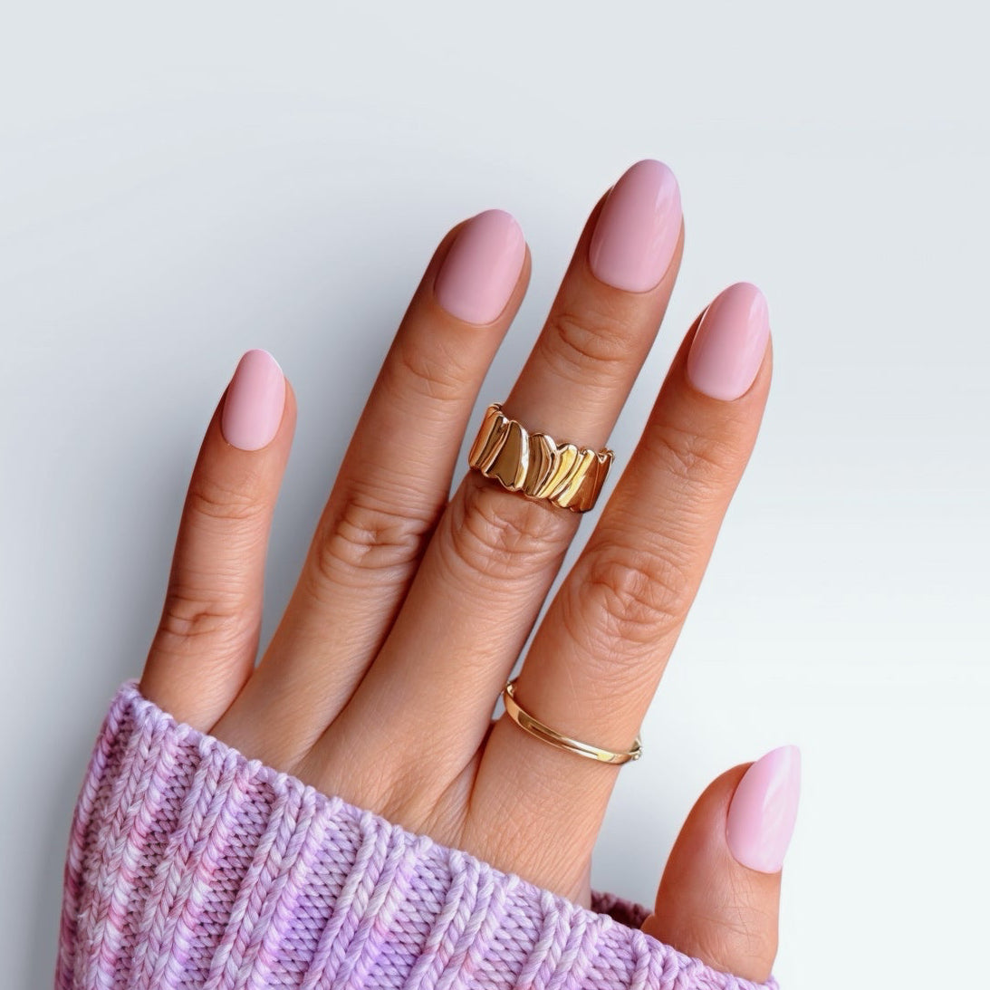 baby pink short oval soft acrylic press on nails