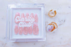 handcrafted blush pink cat-eye press on nails with polka dot pearl embellishment lattice design pink french