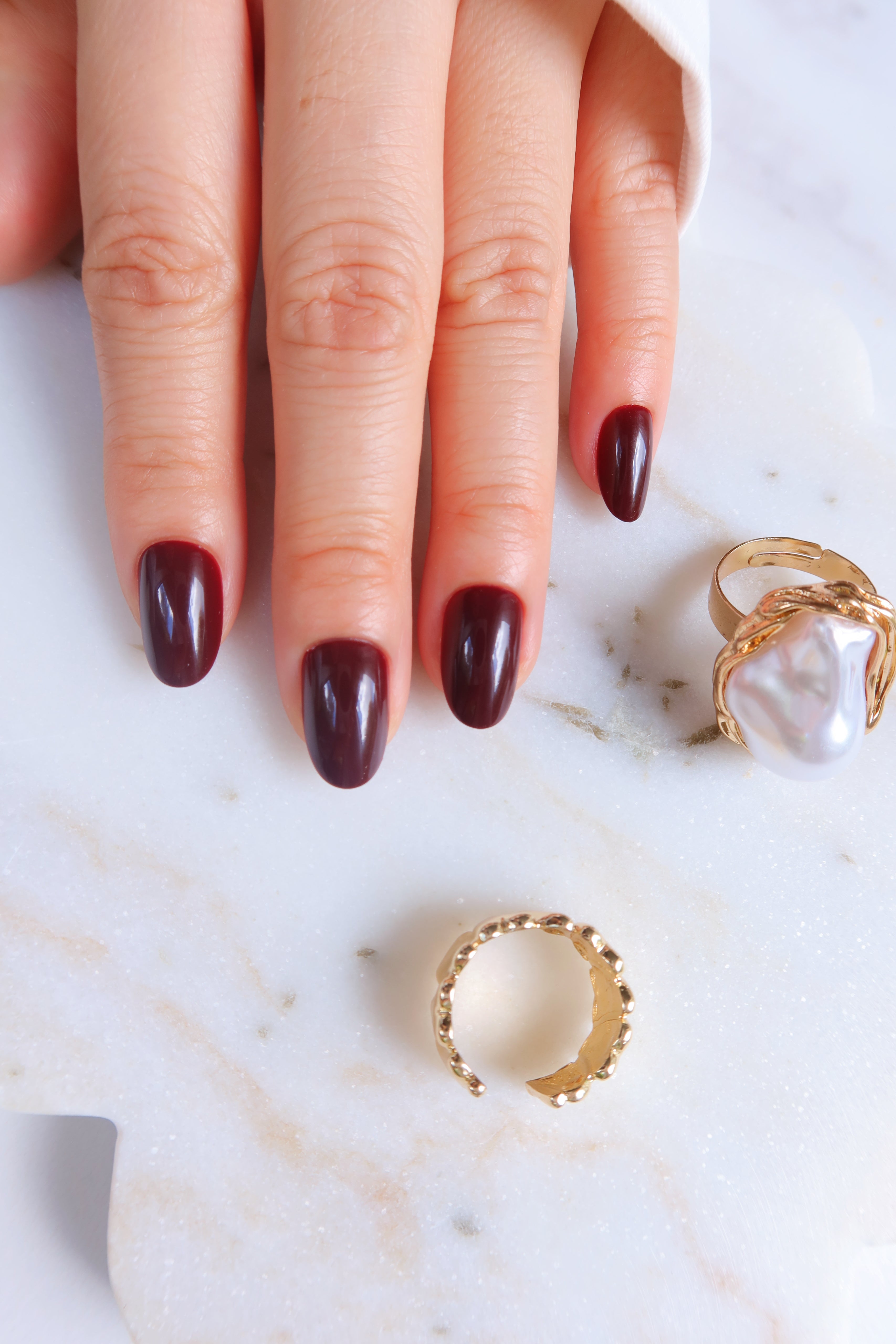 red wine soft gel polish. red wine press on nails. red wine nails short oval short almond