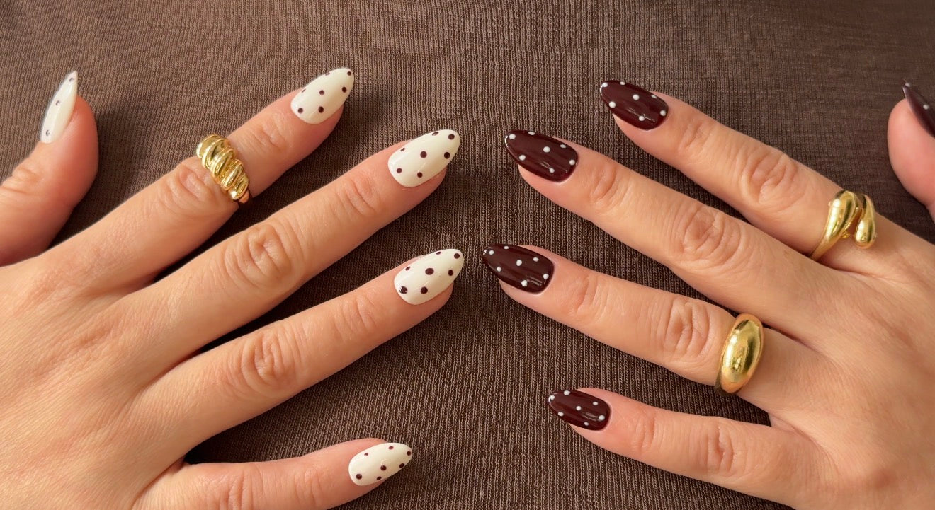 Choco Dots - Brown & Vanilla Press On Nails
