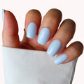 soft pastel blue acrylic salon-finish press on manicure NZ