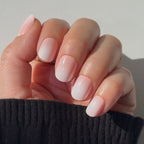 Pink white ombré short nails