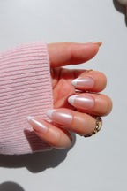short almond glazed french nails long lasting salon grade high quality acrylic press on nails