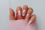 short almond glazed french nails long lasting salon grade high quality acrylic press on nails