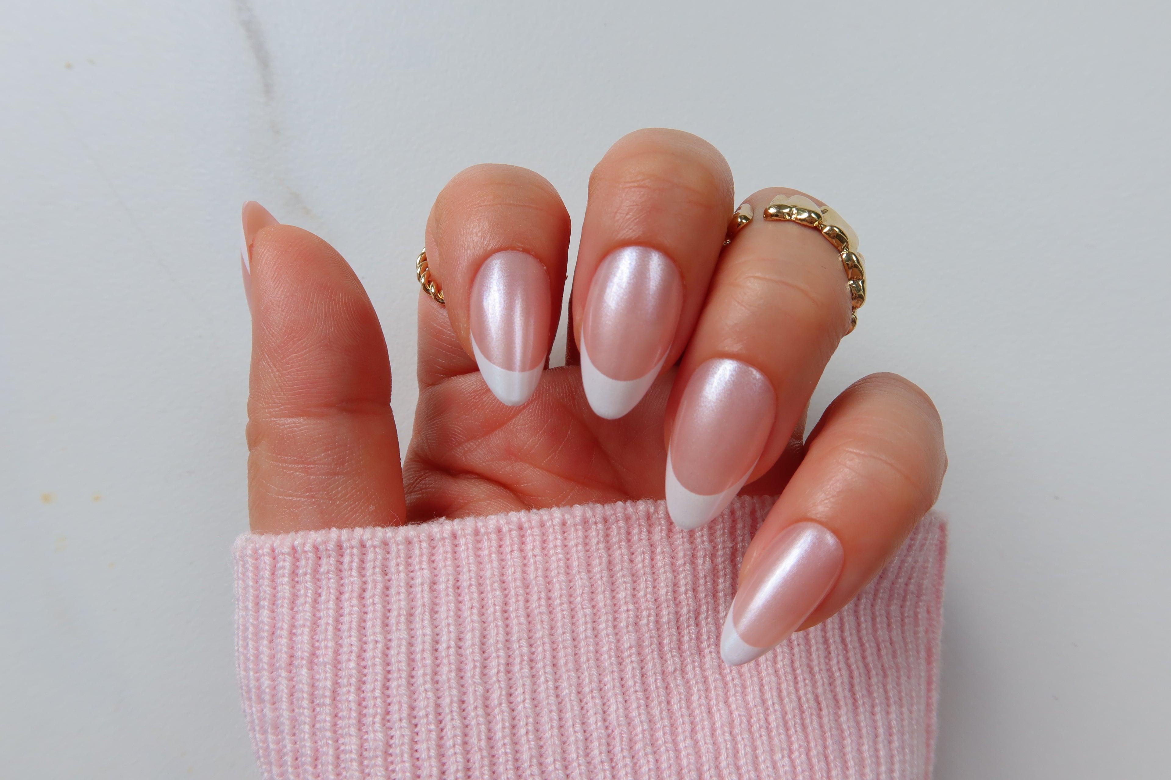 short almond glazed french nails long lasting salon grade high quality acrylic press on nails